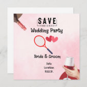 Tennisracket met liefde voor bruiloft kaart (Voorkant / Achterkant)