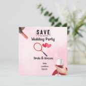 Tennisracket met liefde voor bruiloft kaart (Staand voorkant)