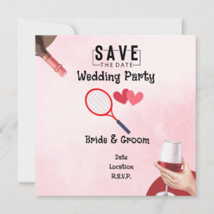 Tennisracket met liefde voor bruiloft kaart
