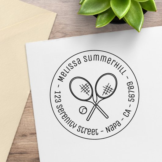 Tennisracket Racket en Bal Ronde Adres Rubberstempel