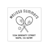 Tennisracket Rackets en Bal Boog Adres Rubberstempel (Afrduk)
