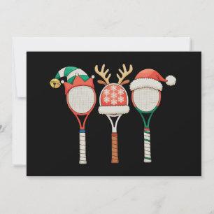 Tennisracket Rendierhoorns Kerstman Hoed Kerstmis Kaart