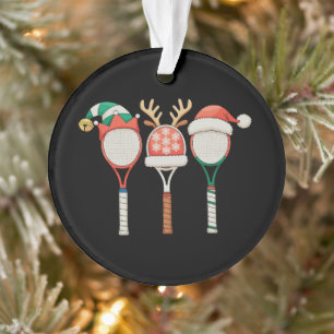 Tennisracket Rendierhoorns Kerstman Hoed Kerstmis Ornament