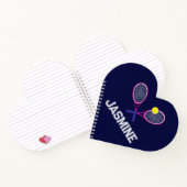 Tennisracket roze blauw liefde gepersonaliseerd notitieboek (Binnen)