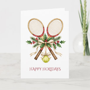Tennisracket Tennisbal Boog Kerstmis Feestdagen Kaart
