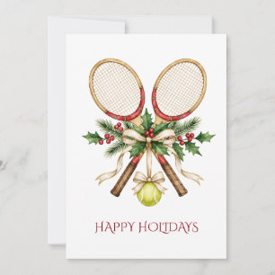 Tennisracket Tennisbal Boog Kerstvakantie Feestdagenkaart