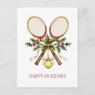 Tennisracket Tennisbal Boog Kerstvakantie Feestdagenkaart