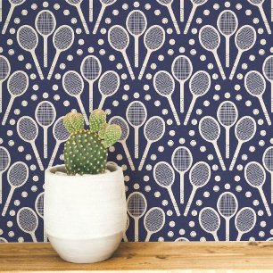 Tennisracketbal Sporten Blokprint Behang