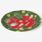 Tennisracketbal zwarte inkt rood groen Kerstmis Papieren Bordje (Gekanteld)