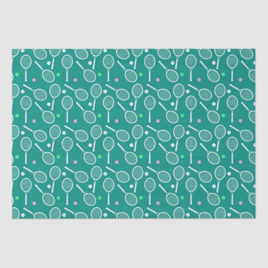 Tennisracketpatroon Emerald Green Tissuepapier (Voorkant)