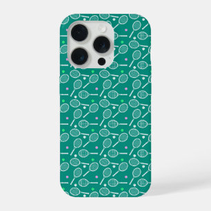 Tennisracketpatroon groen iPhone 15 pro case