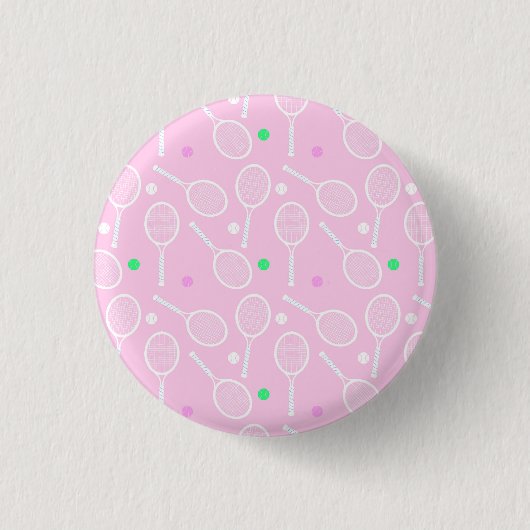 Tennisracketpatroon Roze Ronde Button 3,2 Cm (Voorkant)