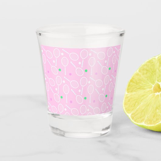 Tennisracketpatroon Roze   Shot Glas (Voorkant)