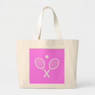 Tennisrackets & Bal Diep Roze Grote Tote Bag
