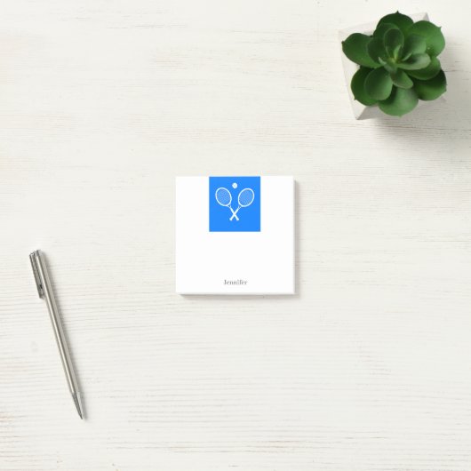 Tennisrackets blauwe achtergrond gepersonaliseerd post-it® notes (Kantoor)