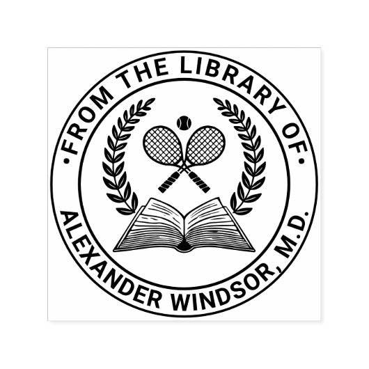 Tennisrackets Boek Krans #1LR Boeknaam Zelfinktende Stempel (Design)