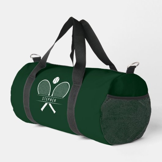 Tennisrackets en aangepaste naam plunjezak (Rechterhoek)