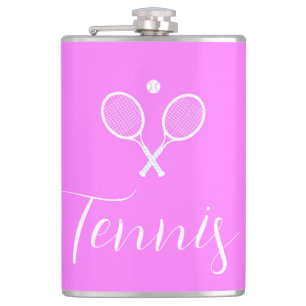 Tennisrackets en bal diep roze heupfles