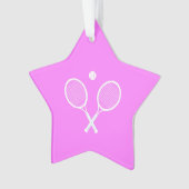 Tennisrackets en Bal Roze Ster Ornament (voorkant)