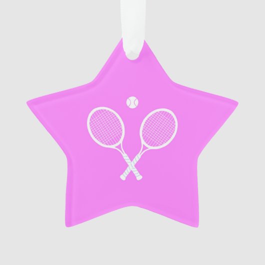 Tennisrackets en Bal Roze Ster Ornament (voorkant)