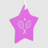 Tennisrackets en Bal Roze Ster Ornament (voorkant)