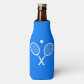 Tennisrackets en Ball Party Blauw Flesjeskoeler (Fles Voorkant)