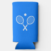 Tennisrackets en Ball Party Blauw Seltzer Blikjeskoeler (Achterkant)