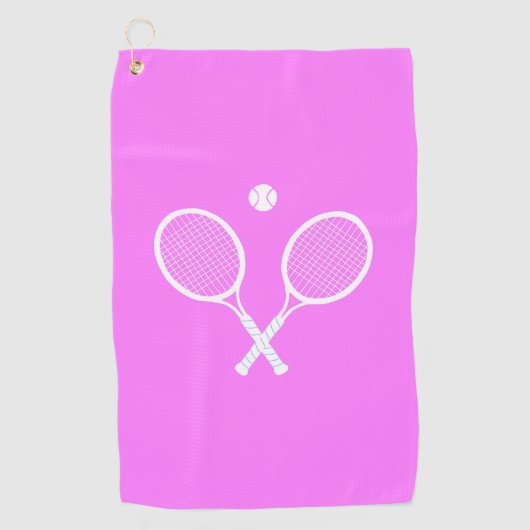 Tennisrackets en Ball Pink Wellness Golfhanddoek (Voorkant)