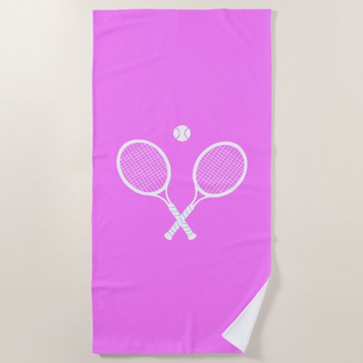 Tennisrackets en Ball Pink Wellness Strandlaken (Voorkant)
