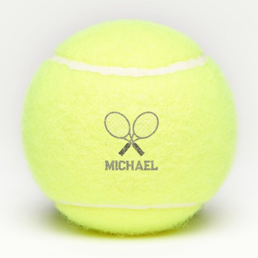 Tennisrackets en naam tennisser tennisballen (Achterkant)