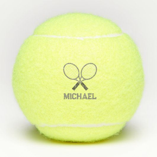 Tennisrackets en naam tennisser tennisballen (Voorkant)