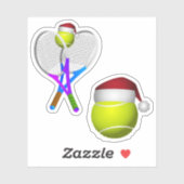 Tennisrackets en Tennis Ball Kerstmis Sticker (Vel)
