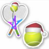 Tennisrackets en Tennis Ball Kerstmis Sticker (Voorkant)