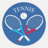 Tennisrackets en tennisbal ronde sticker (Voorkant)