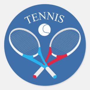 Tennisrackets en tennisbal ronde sticker