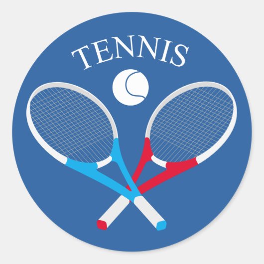 Tennisrackets en tennisbal ronde sticker (Voorkant)