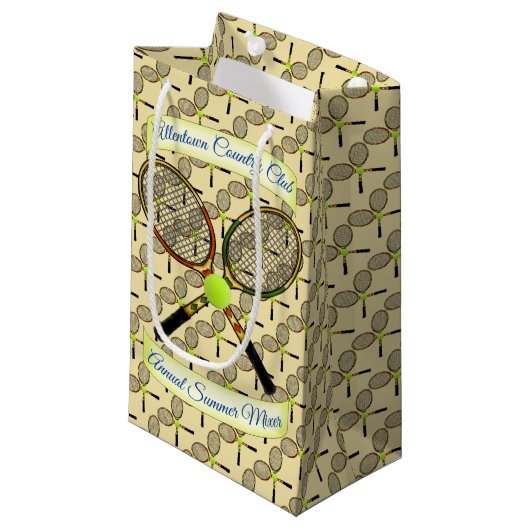Tennisrackets Gift Bag Klein Cadeauzakje (Voorkant Gekanteld)