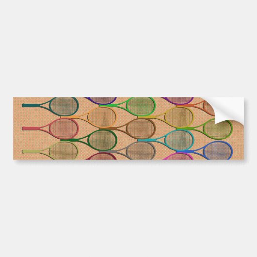 Tennisrackets in kleur bumpersticker (Voorkant)