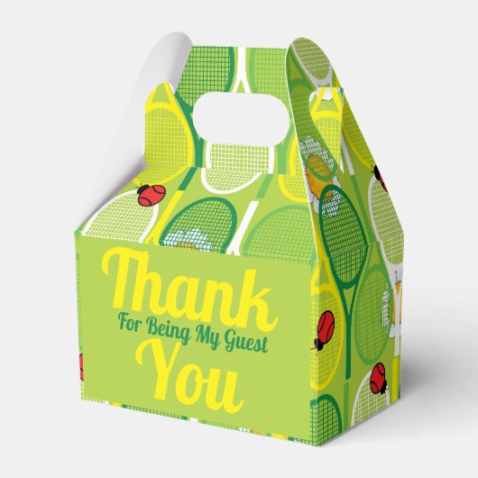 tennisrackets met ladyvogels bedankdoosjes (Voorkant Zijde)