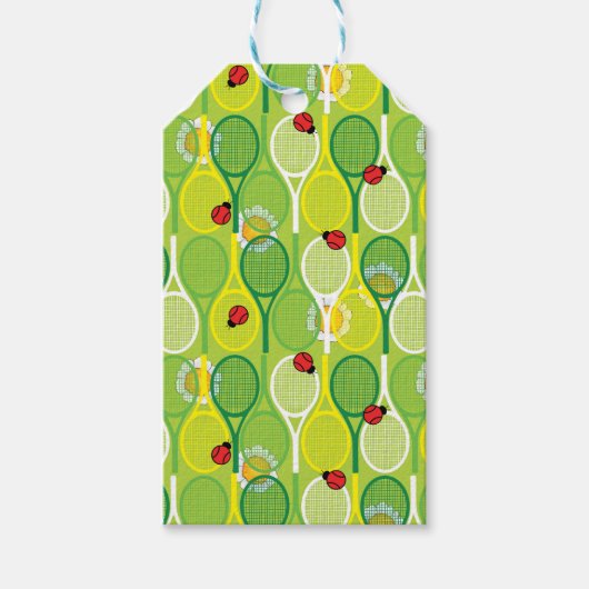 tennisrackets met ladyvogels cadeaulabel (Voorkant)