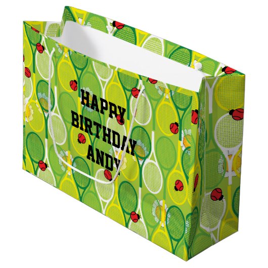 tennisrackets met ladyvogels groot cadeauzakje (Voorkant Gekanteld)