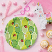 tennisrackets met ladyvogels papieren bordje (Feest)