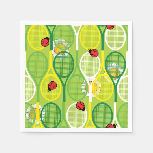 tennisrackets met ladyvogels servet (Voorkant)