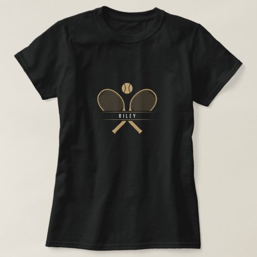 Tennisrackets & Naam Gepersonaliseerd Tennis T-shirt (Design voorkant)