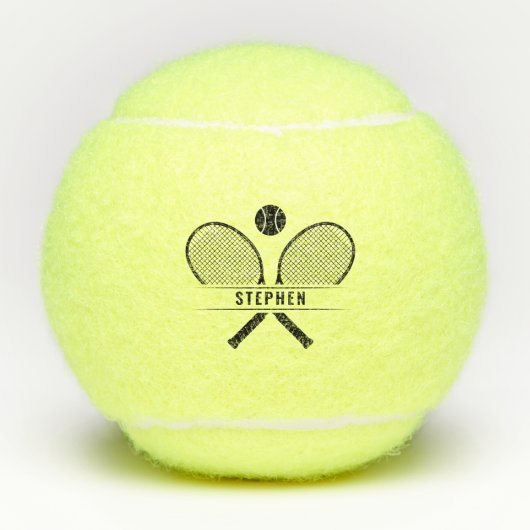 Tennisrackets & Naam Gepersonaliseerd Tennisballen (Voorkant)