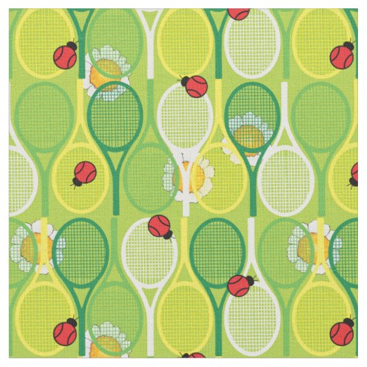 🐞🎾 Tennisrackets op groen, aangepaste grootte Stof (Close Up)