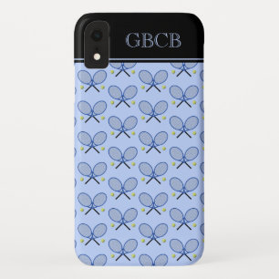 Tennisrackets patroon aangepaste initialen blauw Case-Mate iPhone case