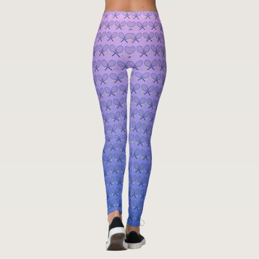 Tennisrackets patroon blauw roze sportief leggings (Achterkant)