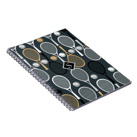 Tennisrackets Persoonlijk Gebrandmerkt Sport Naam Notitieboek (Rechterzijde)