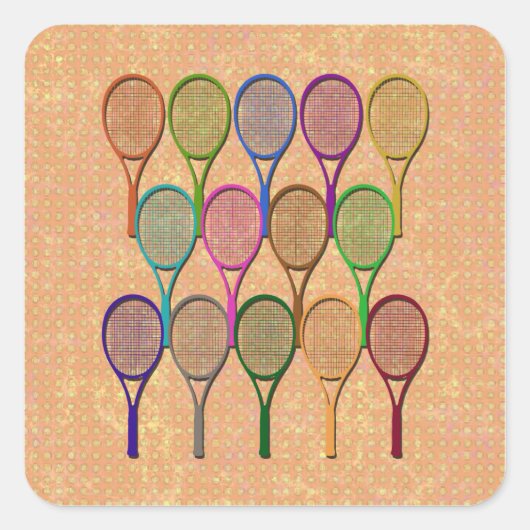 TENNISRACKETTEN IN KLEUR STICKER (Voorkant)